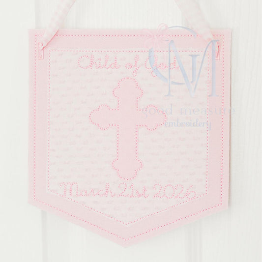 In the Hoop Cross Applique Banner Embroidery Design