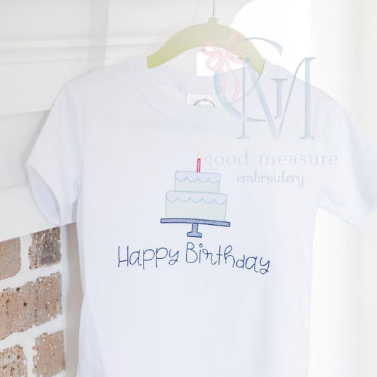 Scallop Two Tier Birthday Cake Sketch Machine Embroidery Design