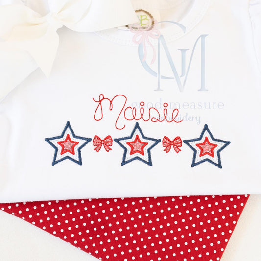 Satin Star and Bow Sketch Trio Embroidery Design