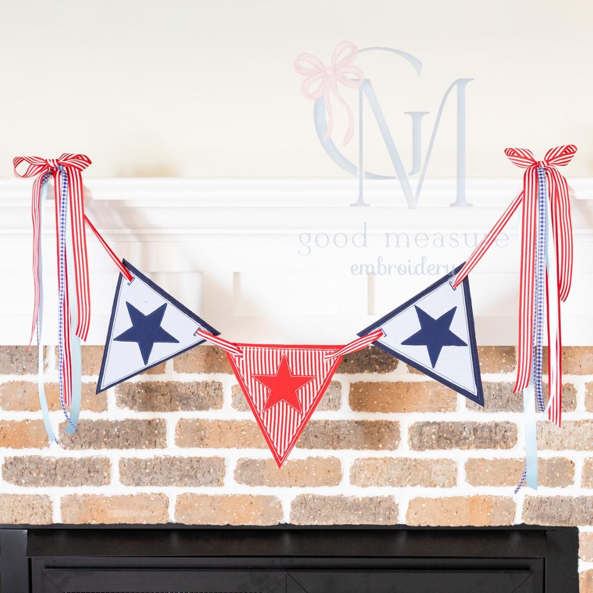 In the Hoop Star Pennant Banner Machine Embroidery Design