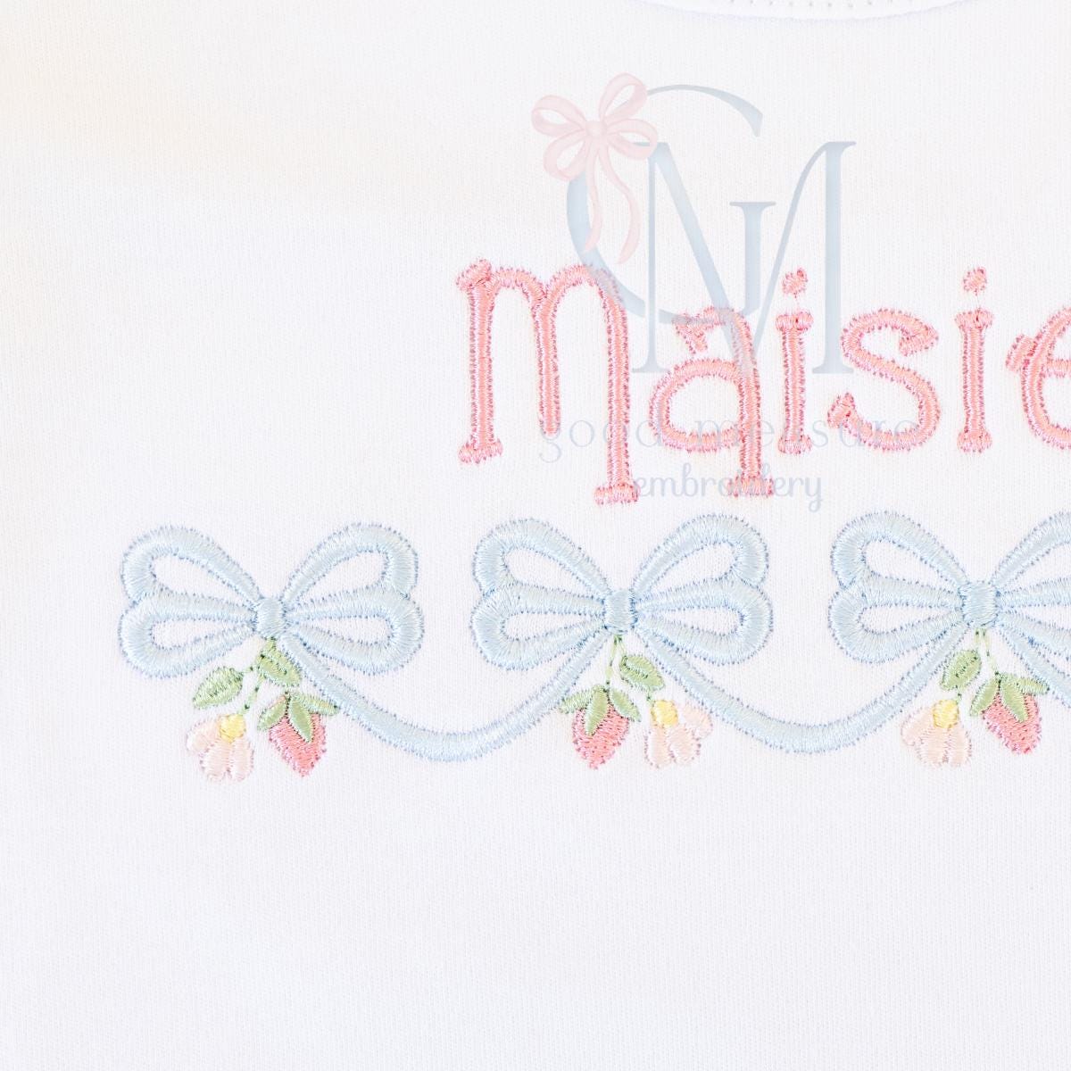Bow Swag Floral Strawberry Embroidery Design