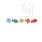 Fish Line Up Embroidery Design