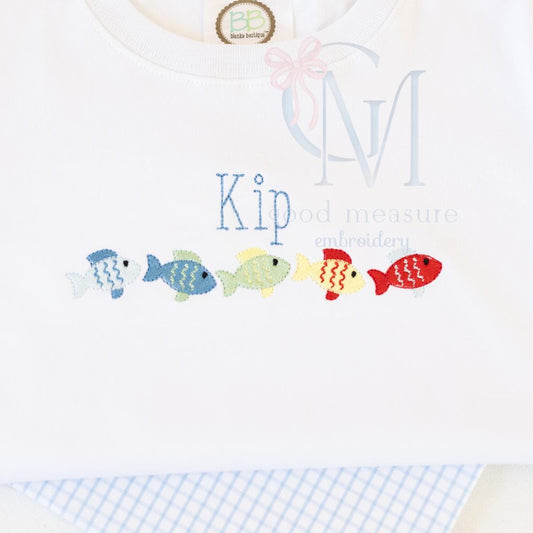 Fish Line Up Embroidery Design