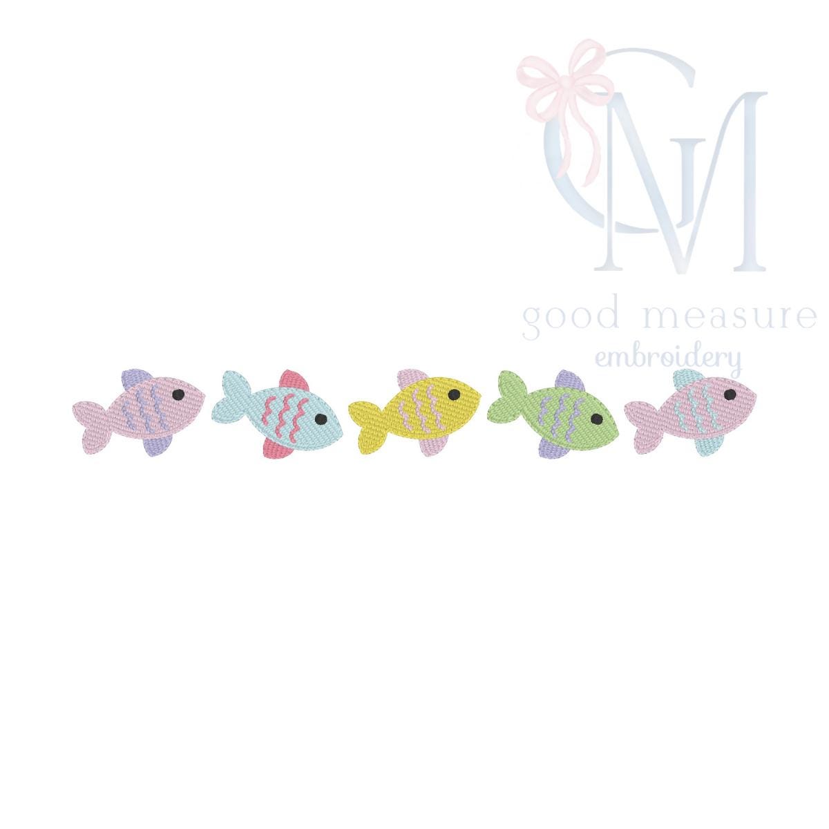 Girly Fish Line Up Embroidery Design