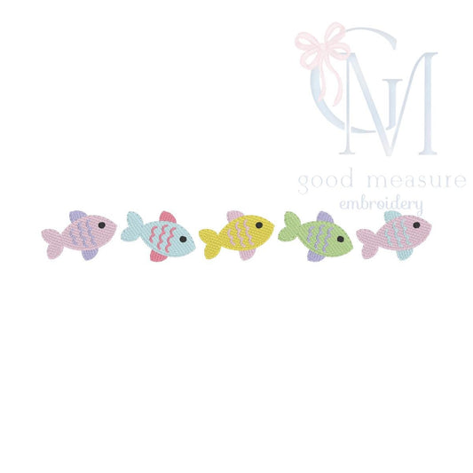Girly Fish Line Up Embroidery Design