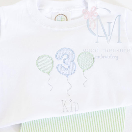 Sketch Satin Border Birthday Number Balloons Embroidery Design