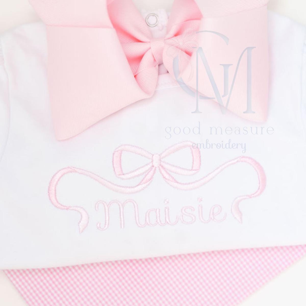 Fancy Two Toned Bow Elegant Satin Machine Embroidery Design