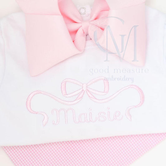 Fancy Two Toned Bow Elegant Satin Machine Embroidery Design