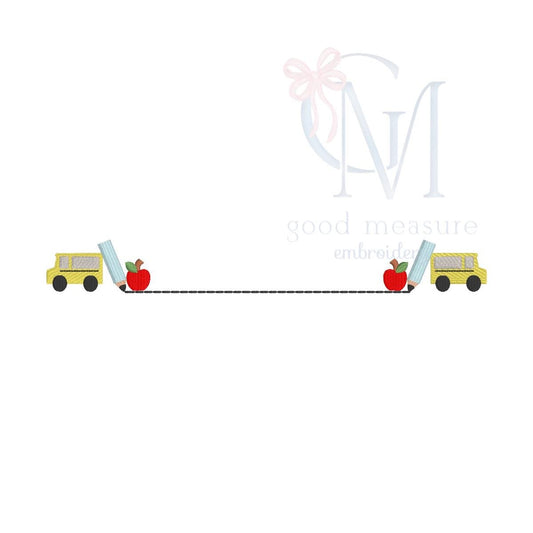 School Bus Back to School Frame Embroidery Design
