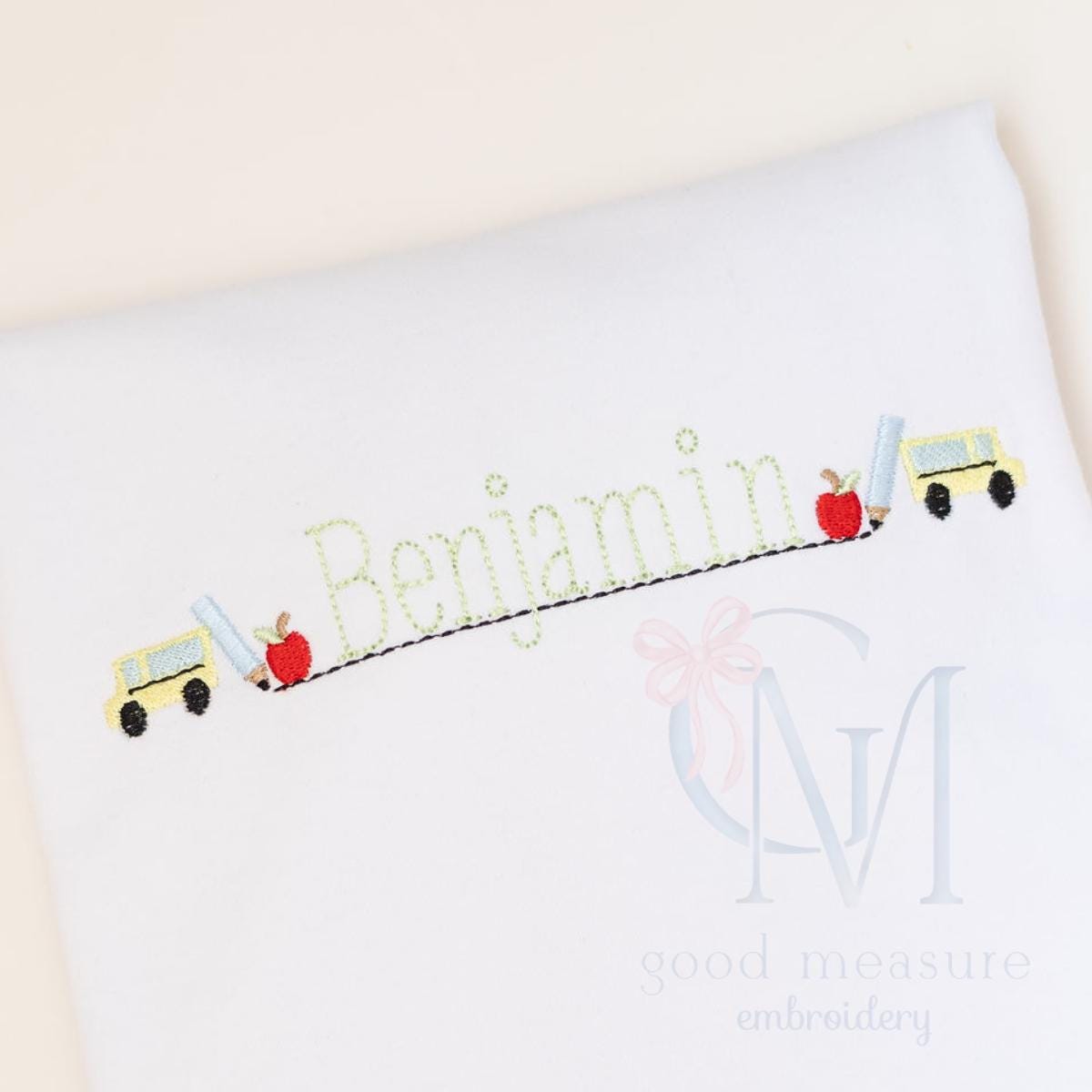 School Bus Back to School Frame Embroidery Design