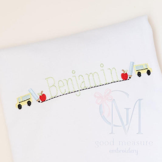 School Bus Back to School Frame Embroidery Design