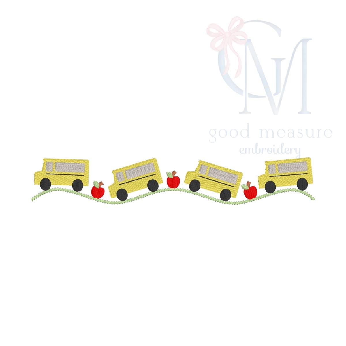 School Bus Rolling Along Embroidery Design