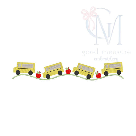 School Bus Rolling Along Embroidery Design