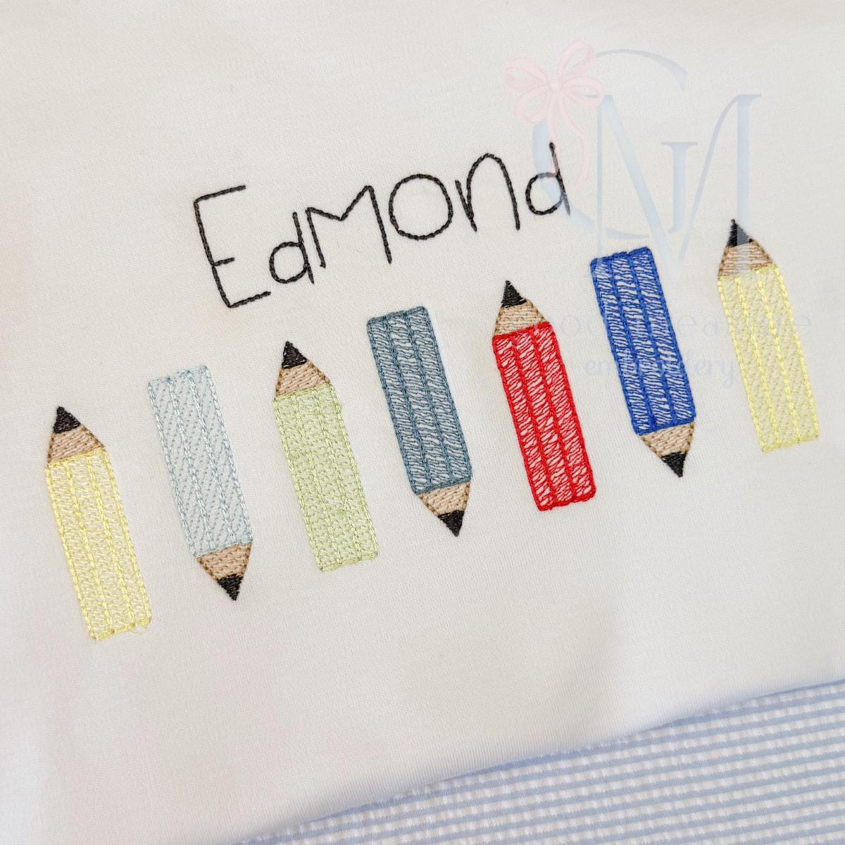 Colorful Pencils Back to School Sketch Machine Embroidery Design