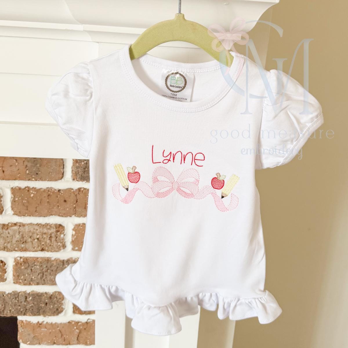 Back to School Sketch Bow Embroidery Design