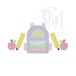 Scalloped Back to School Backpack and Apples Embroidery Design