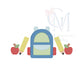 Back to School Backpack and Apples Machine Embroidery Design