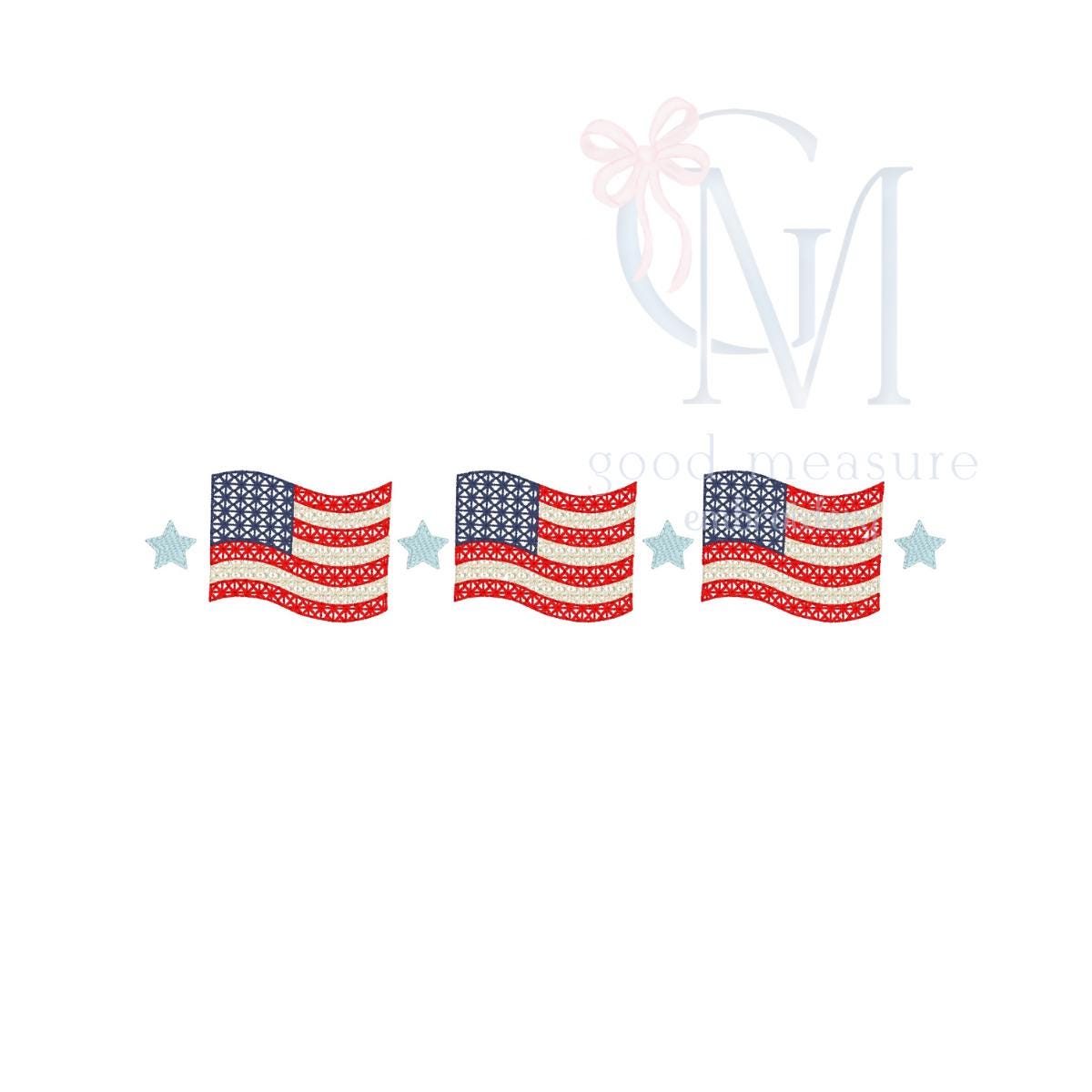 Cross Stitch Waving Flags Patriotic Embroidery Design