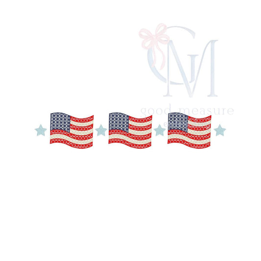 Cross Stitch Waving Flags Patriotic Embroidery Design