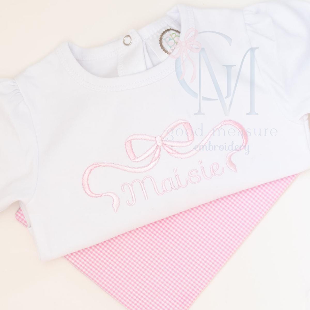 Fancy Two Toned Bow Elegant Satin Machine Embroidery Design