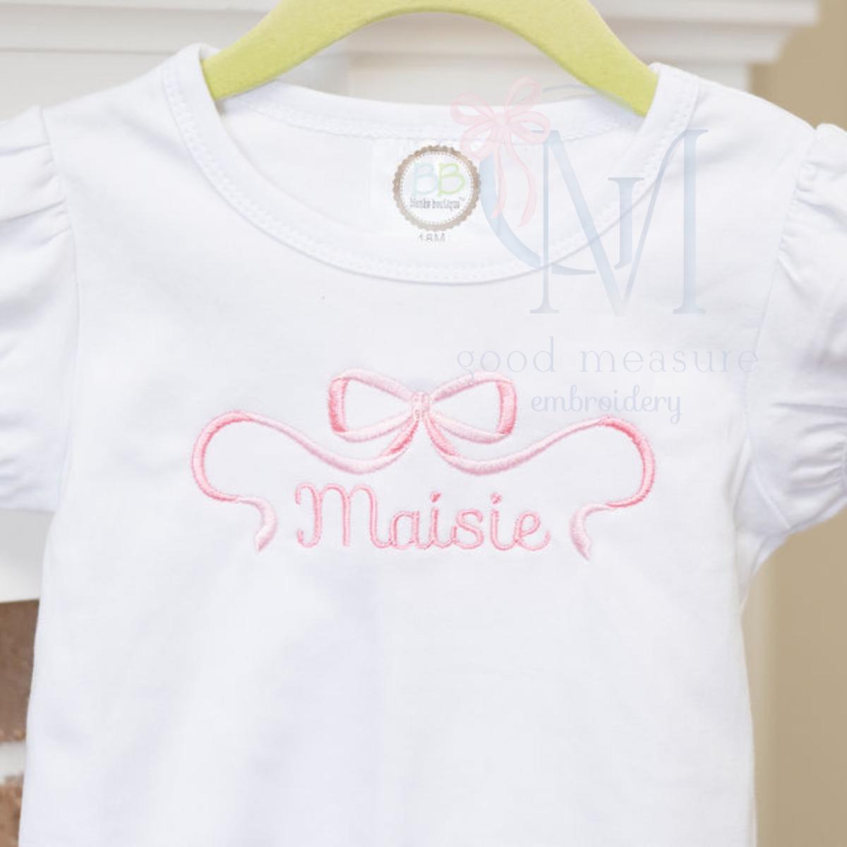 Fancy Two Toned Bow Elegant Satin Machine Embroidery Design