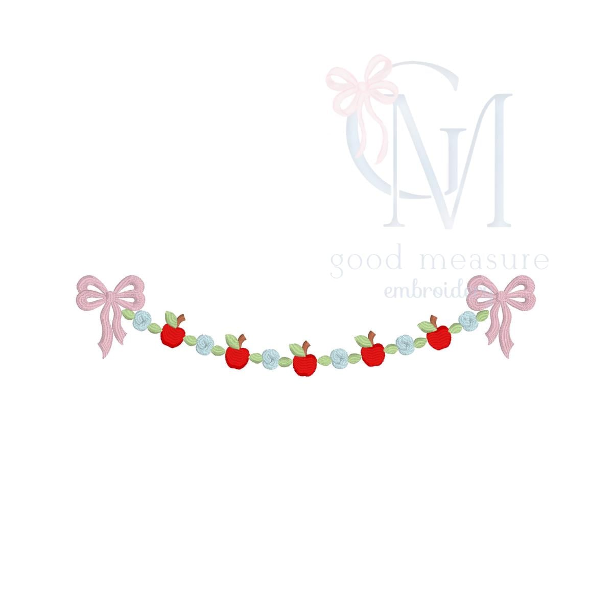 Floral Back To School Garland Name Frame Embroidery Design
