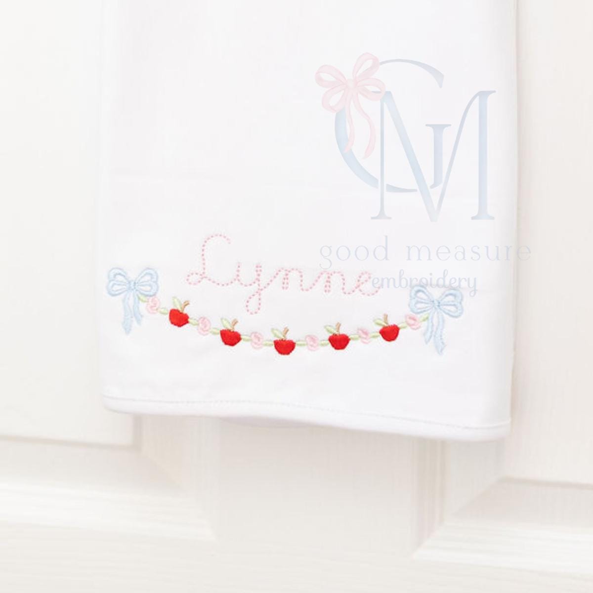 Floral Back To School Garland Name Frame Embroidery Design