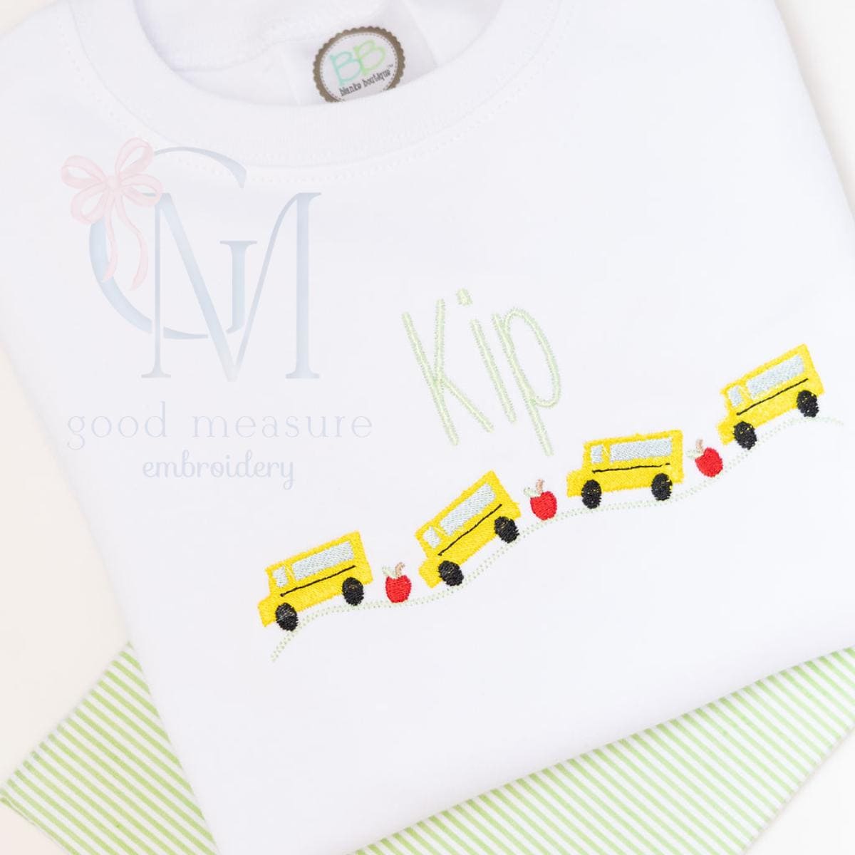 School Bus Rolling Along Embroidery Design