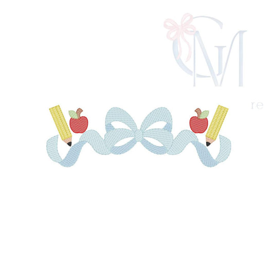 Back to School Sketch Bow Embroidery Design