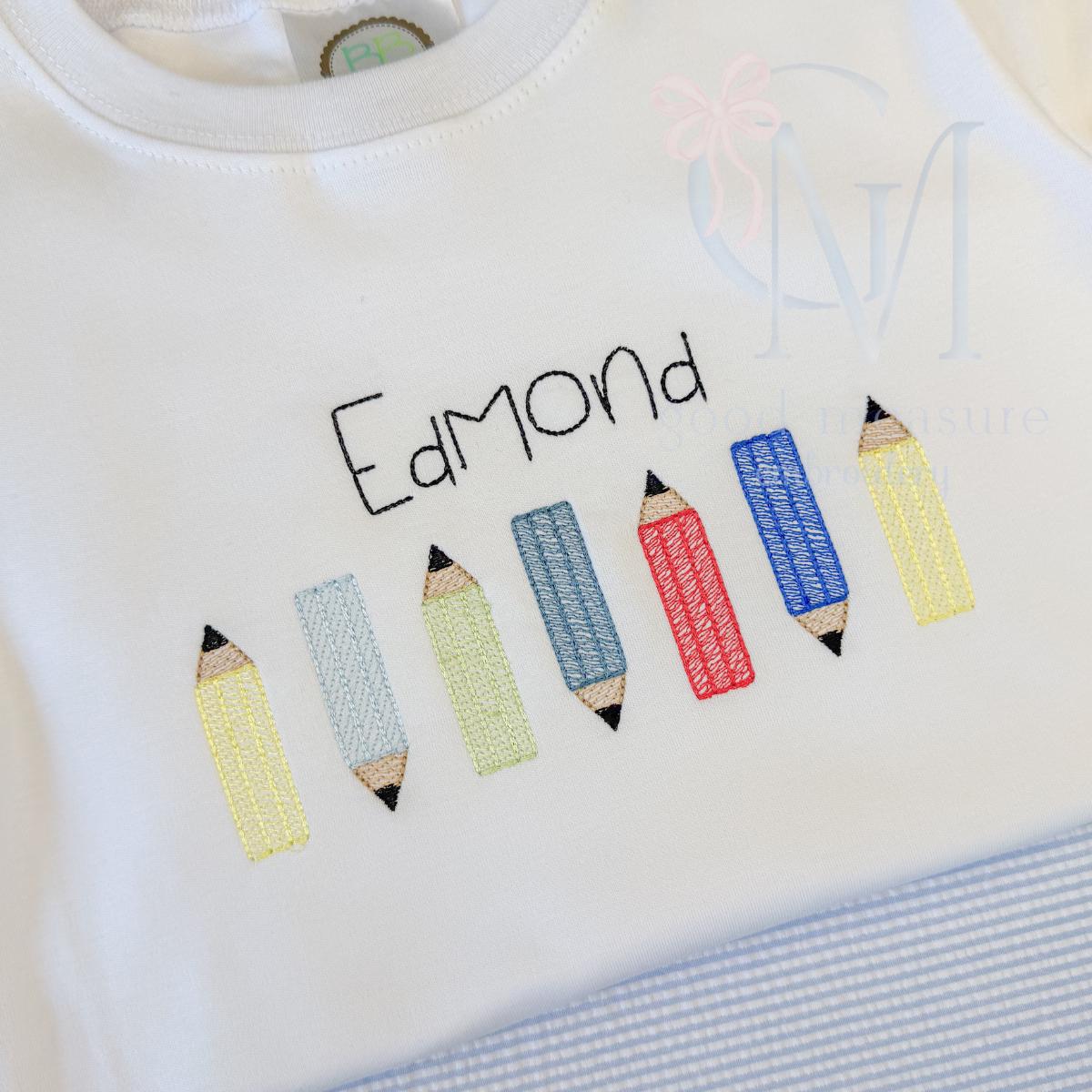 Colorful Pencils Back to School Sketch Machine Embroidery Design