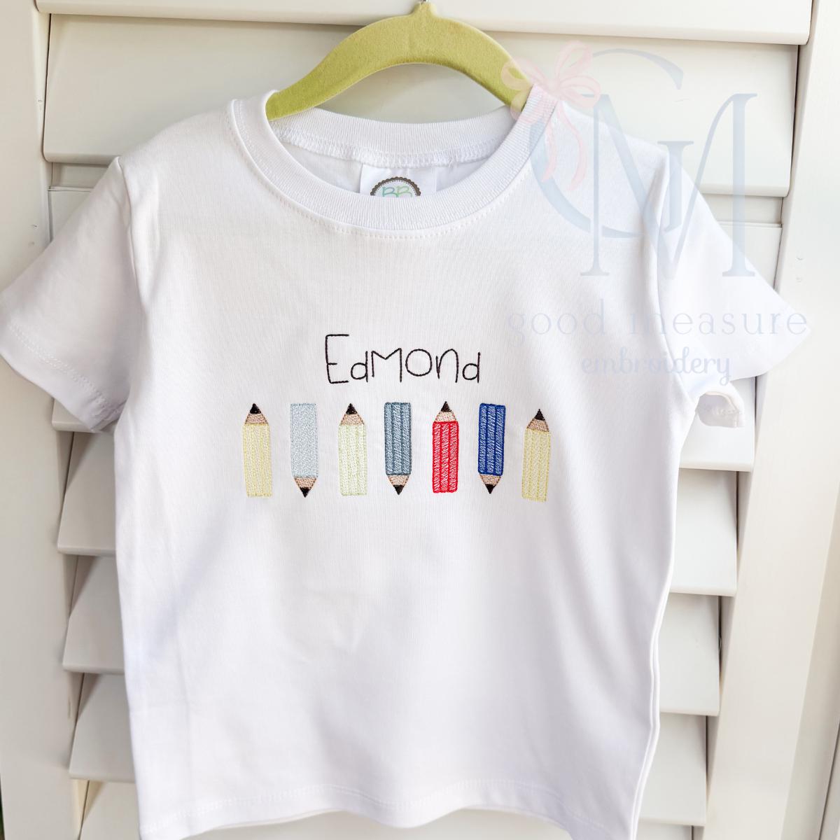 Colorful Pencils Back to School Sketch Machine Embroidery Design