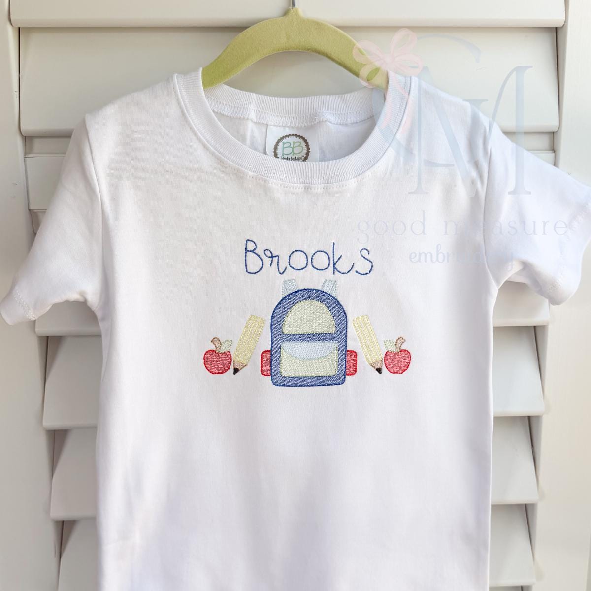 Back to School Backpack and Apples Machine Embroidery Design