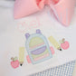 Scalloped Back to School Backpack and Apples Embroidery Design