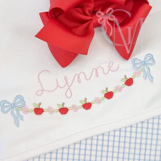 Floral Back To School Garland Name Frame Embroidery Design