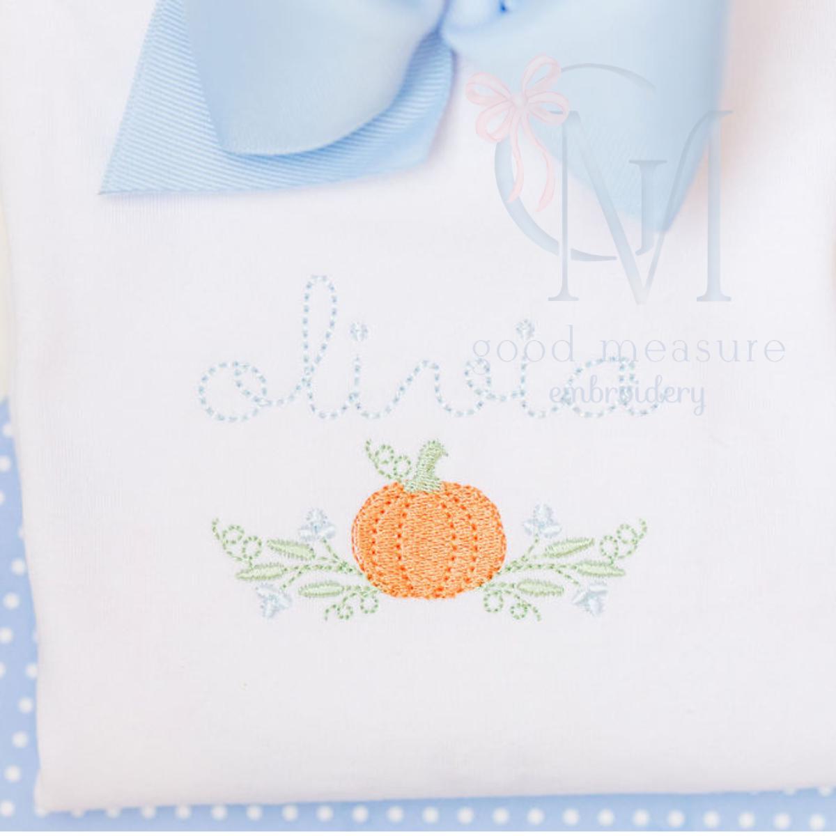 Pumpkin Floral Spray Embroidery Design