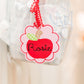 In the Hoop Bean Scallop Apple Bag Tag Embroidery Design