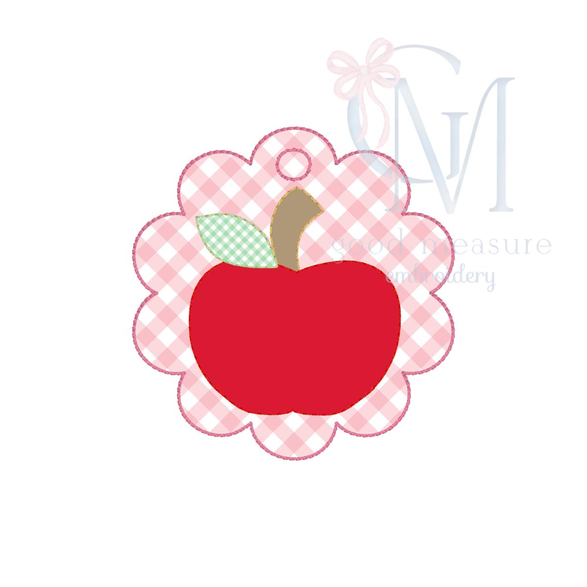In the Hoop Bean Scallop Apple Bag Tag Embroidery Design