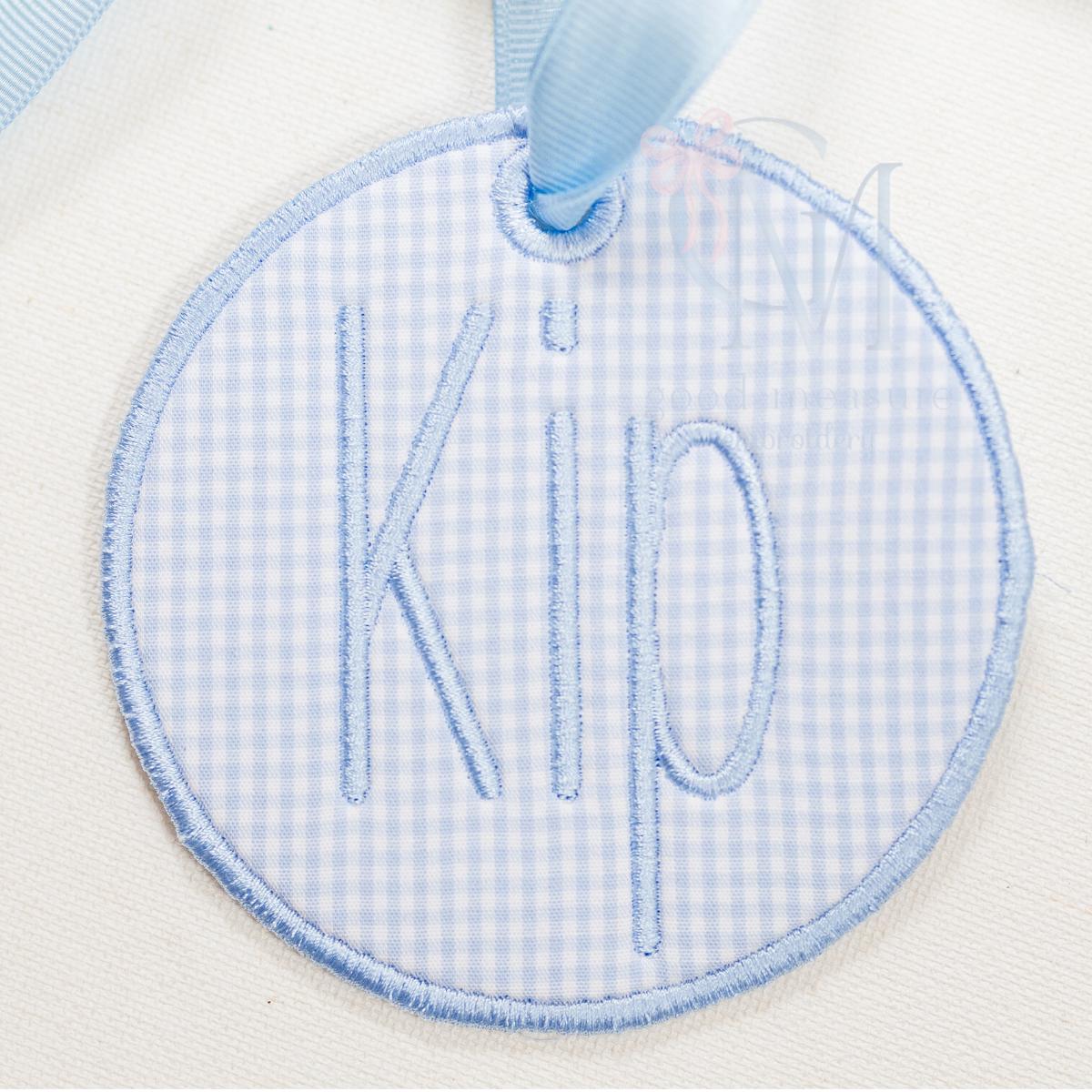 In the Hoop Satin Circle Bag Tag Embroidery Design
