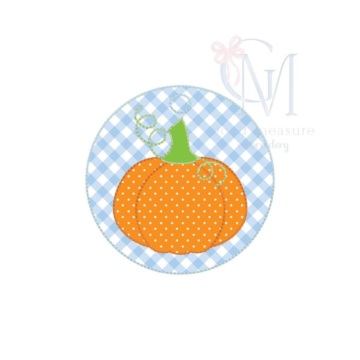 In the Hoop Bean Circle Pumpkin Bag Tag Embroidery Design