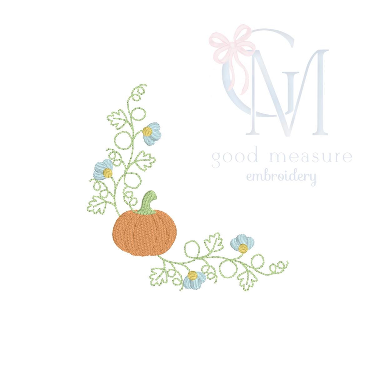 Pumpkin Vine Corner Frame Embroidery Design