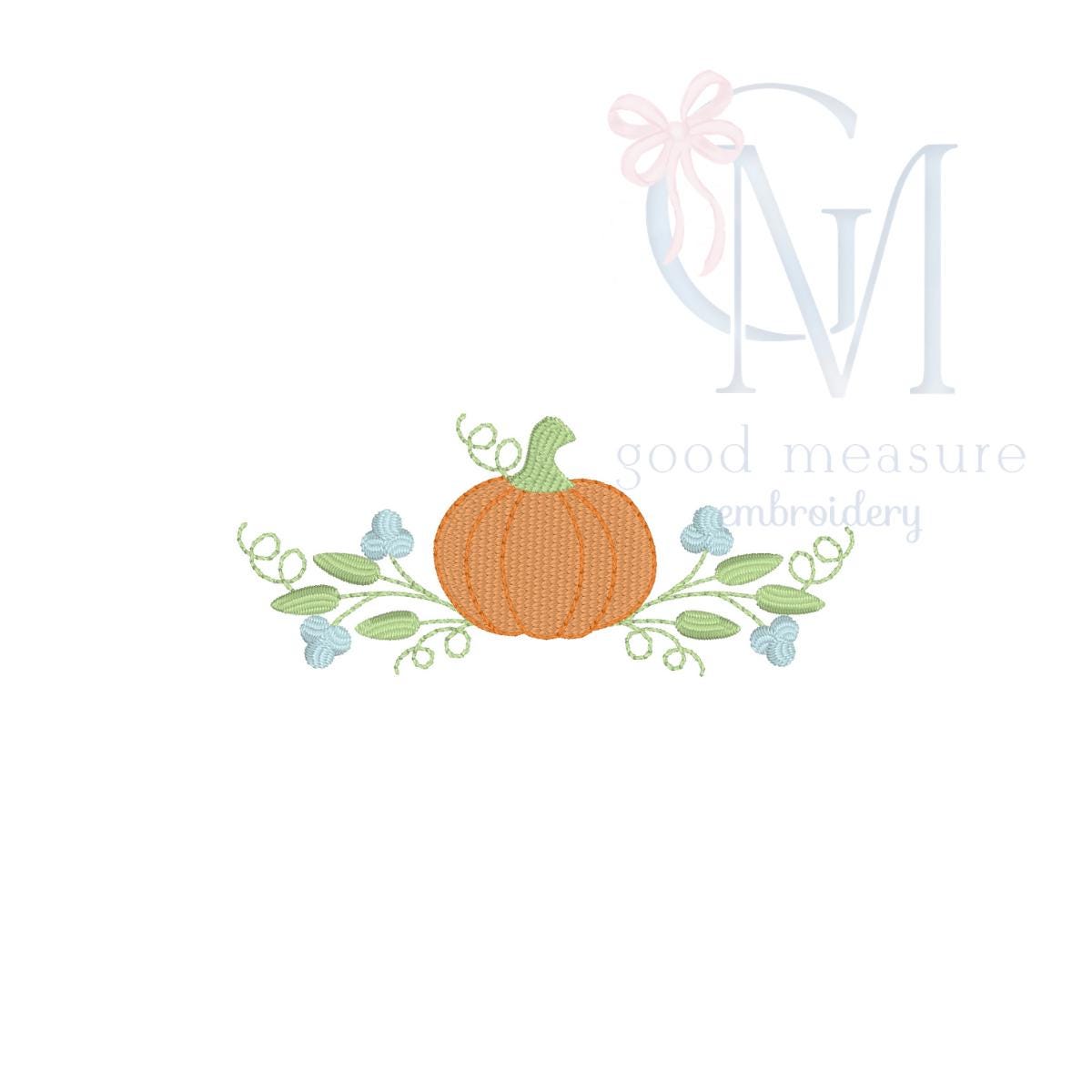 Pumpkin Floral Spray Embroidery Design