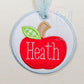 In the Hoop Satin Apple Circle Bag Tag Embroidery Design