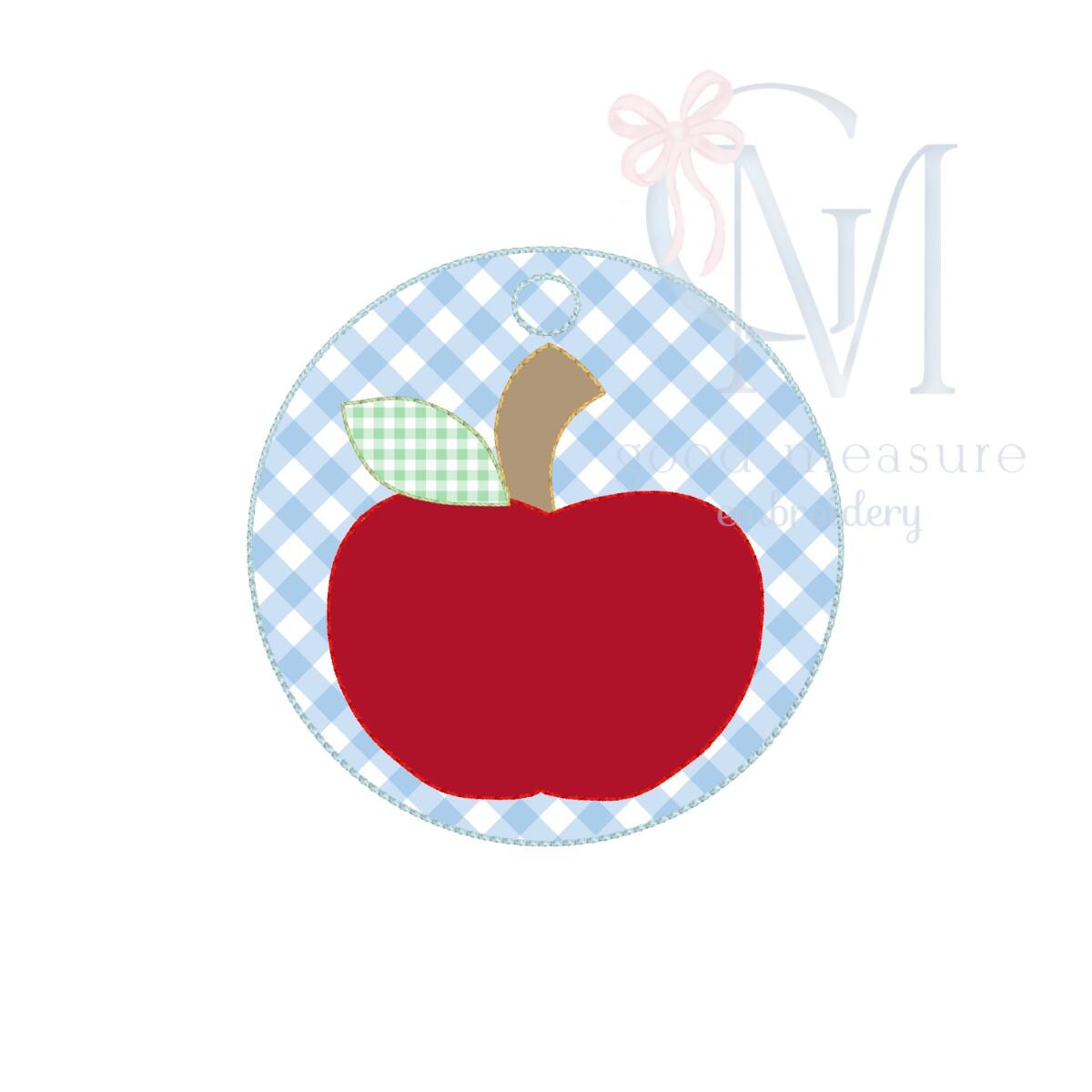 In the Hoop Bean Stitch Apple Bag Tag Machine Embroidery Design