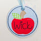 In the Hoop Bean Stitch Apple Bag Tag Machine Embroidery Design