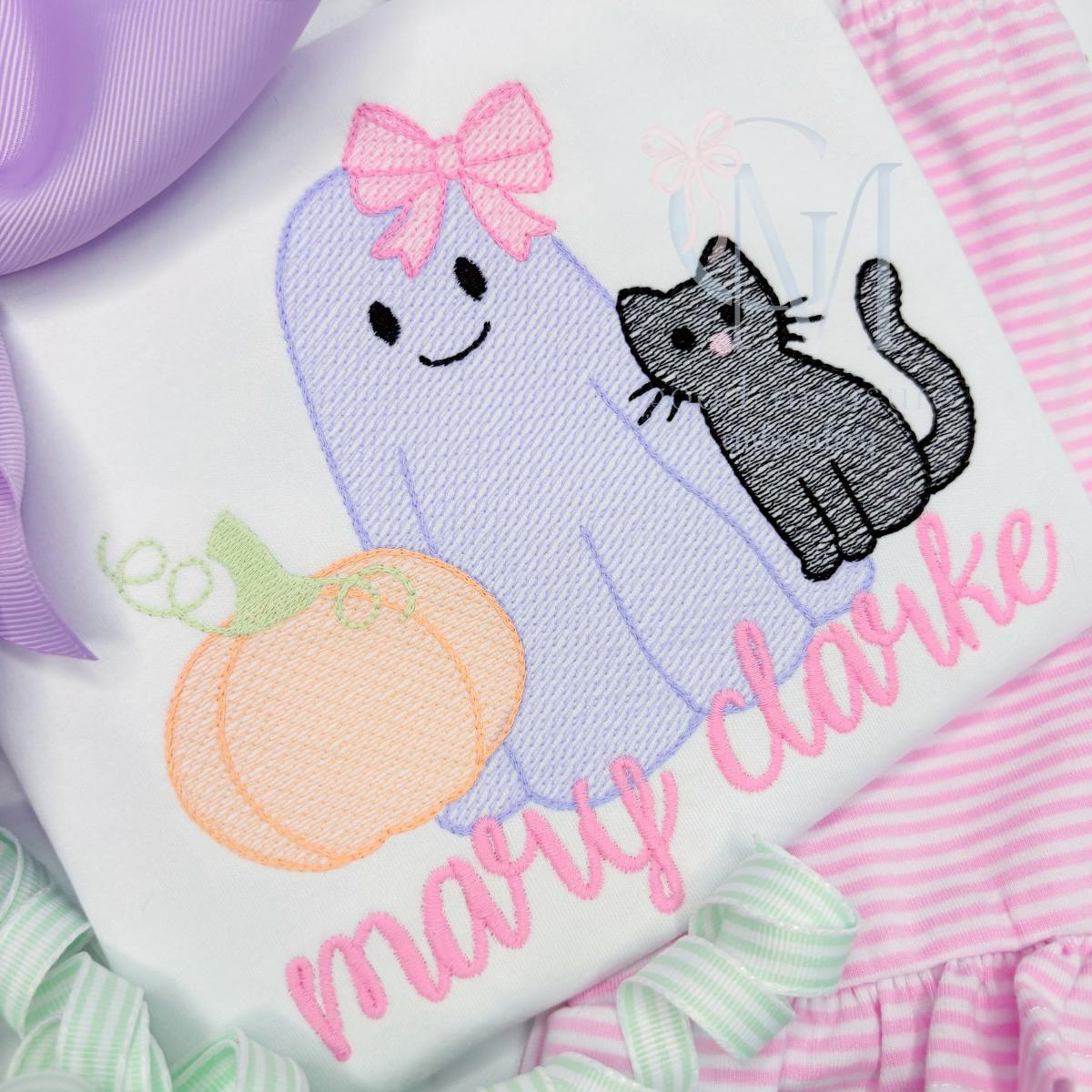 Spooky Cutie Halloween Trio with Bow Sketch Embroidery Design