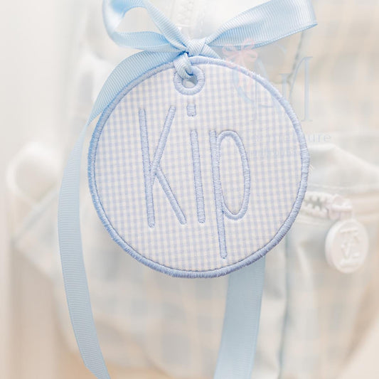 In the Hoop Satin Circle Bag Tag Embroidery Design