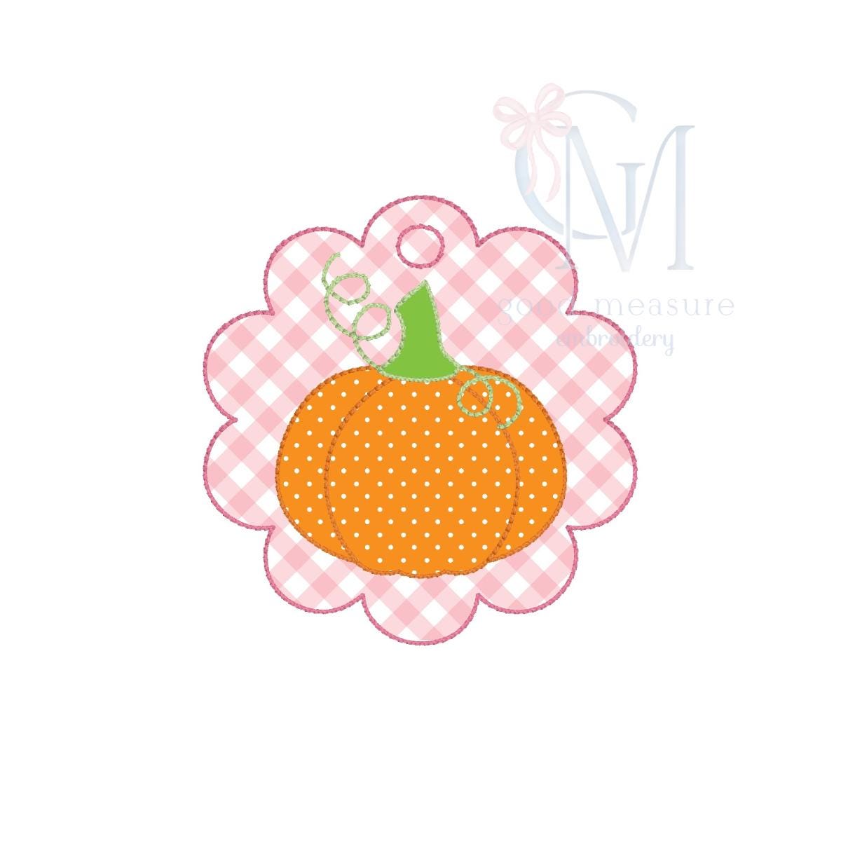 In the Hoop Bean Scallop Pumpkin Bag Tag Machine Embroidery Design
