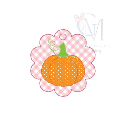 In the Hoop Bean Scallop Pumpkin Bag Tag Machine Embroidery Design
