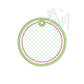 In the Hoop Satin Circle Ornament Tag with Dash Detail Embroidery Design