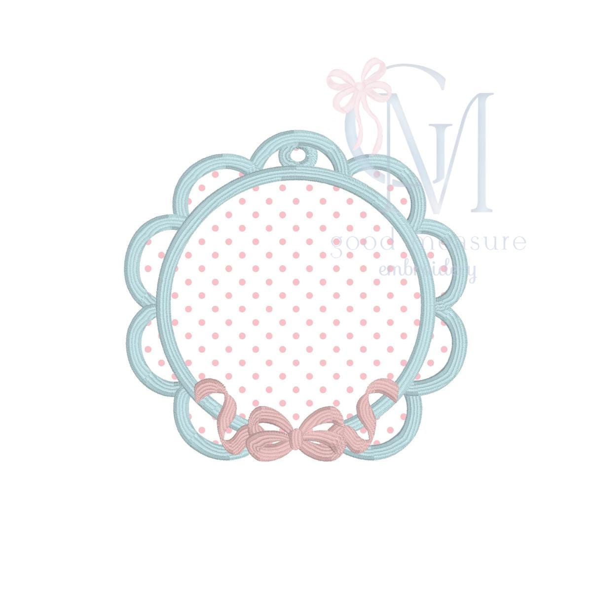 In the Hoop Satin Bow Circle Ornament Embroidery Design